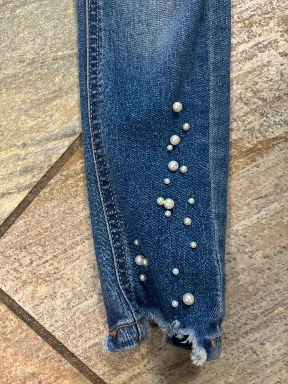 Justice Dark Blue Pearl-Embellished Jeggings